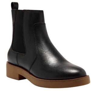 NWOT Lucky Brand BLACK SZ 5 Ressy Bootie Chelsea Boot Leather PullOn Block Heel